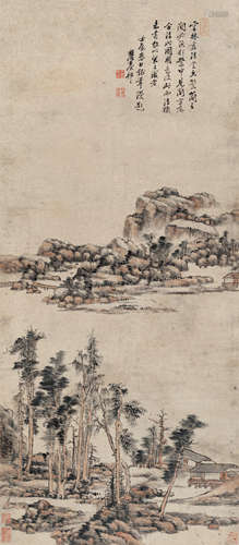 王原祁（1642～1715） 平林远岫 立轴 设色纸本