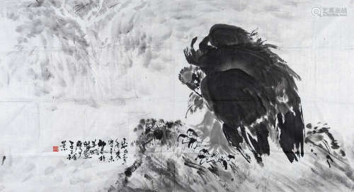 吴灏（1930～2017） 英雄图 镜片 水墨纸本