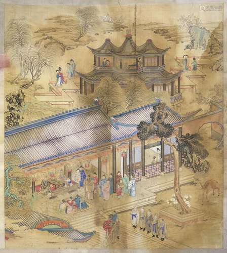 Chine, XIXe siècle Peinture à l'encre et couleurs sur p...