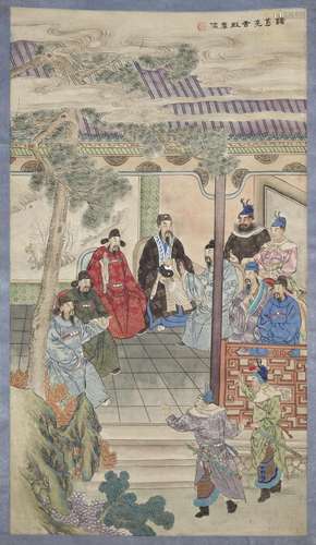 Chine, XIXe siècle Peinture à l'encre et couleurs sur p...