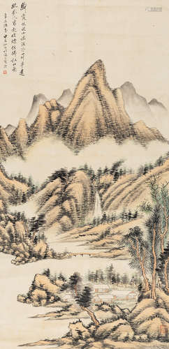 申石伽（1906～2001） 山林春景 镜片 设色纸本