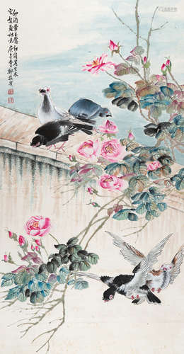 郑集宾（1890～1965） 花鸟 立轴 设色纸本