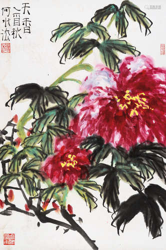 何水法（b.1946） 天香 立轴 设色纸本