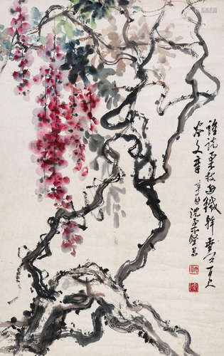 沈柔坚（1919～1998） 干绽新蕊 立轴 设色纸本