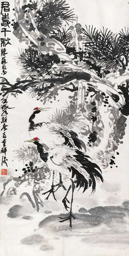 郑百重（b.1945） 君寿千秋 镜片 设色纸本