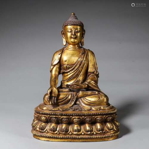 舊藏銅鎏金釋迦摩尼佛像