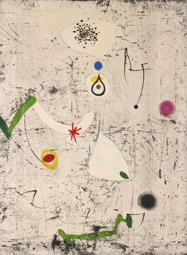 Joan Miró "Proverbi" 1974 etching aquatint in colo...