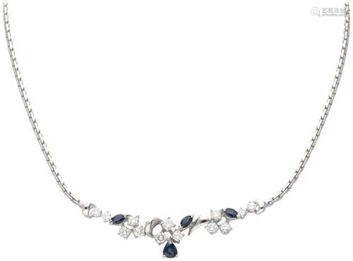 18K. White gold necklace set with approx. 1.04 ct. diamond a...