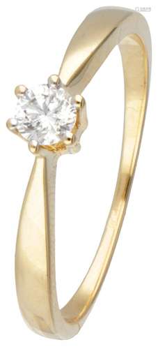 14K. Yellow gold solitaire ring set with approx. 0.25 ct. di...