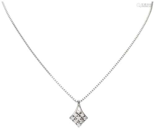 14K. White gold necklace with pendant set with approx. 0.45 ...