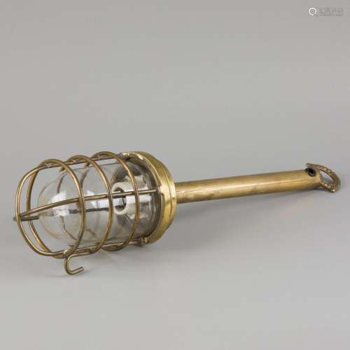 A brass pendant cage lamp mount on a rod, 2nd half 20th cent...