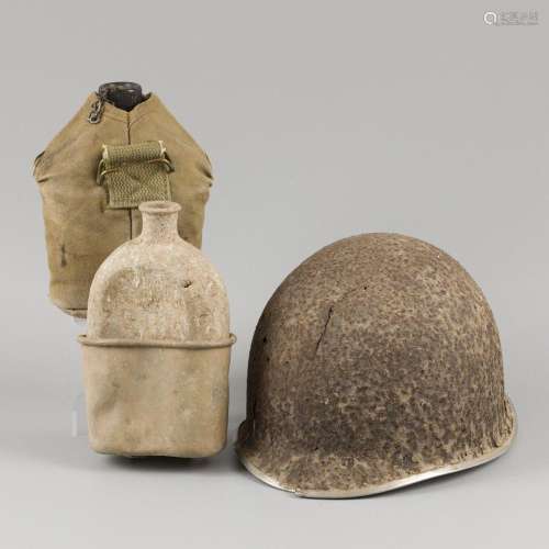 A lot comprising various American helmet, together with two ...
