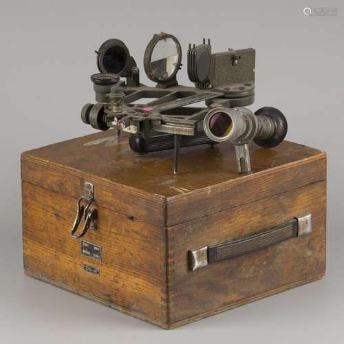 A sextant in wood case, former U.S.S.R., mid. 20th century.