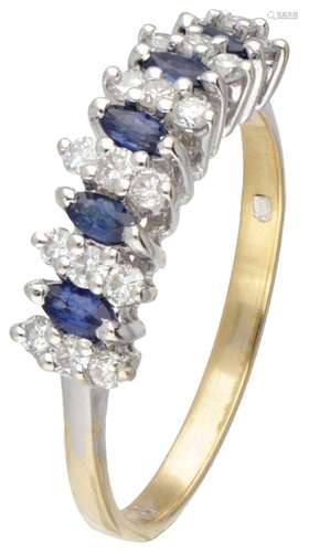 18K. Bicolor gold ring set with approx. 0.42 ct. diamond and...