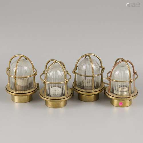 A lot comprised of (4) brass Daeyang(?) wall lamps, South Ko...