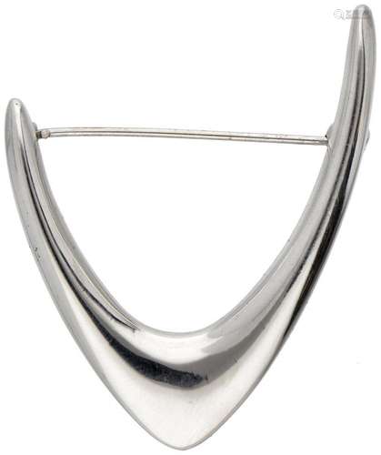 Sterling silver 'Boomerang' brooch by Danish desig...