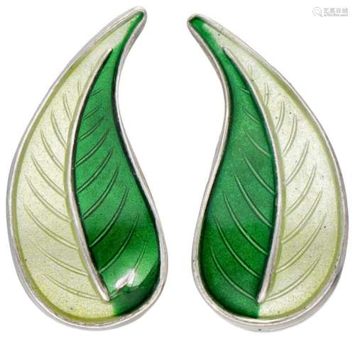 Sterling silver leaf-shaped ear clips by Norwegian designer ...