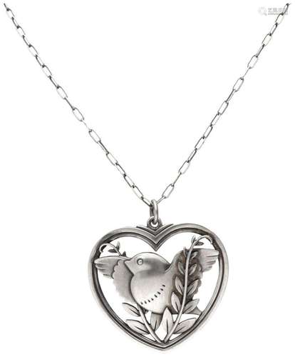 Sterling silver necklace with no.97 'Robin in a Heart&#...