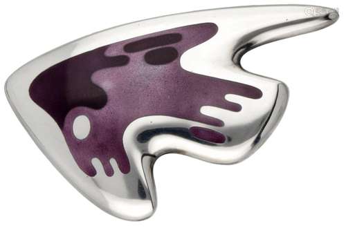 Sterling silver no.307 brooch with purple enamel by Henning ...