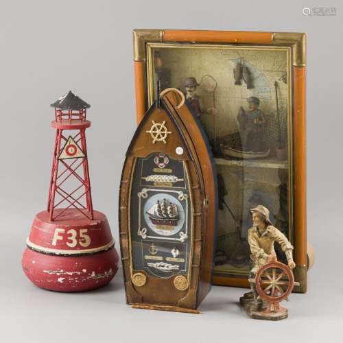 A lot comprising two nautical diorama's and a model bea...