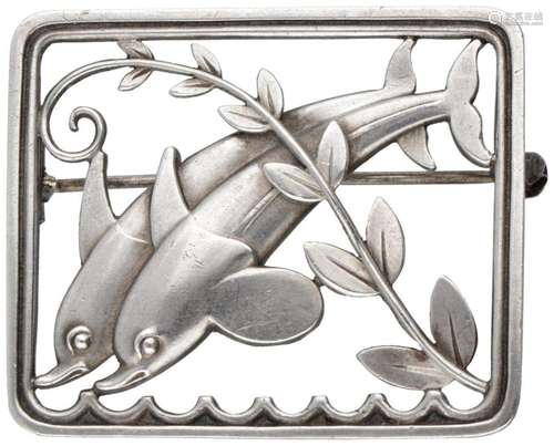 Sterling silver no.251 'Dolphins' brooch by Arno M...