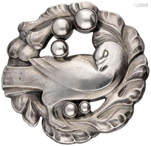 Sterling silver no.123 'Dove' brooch by Danish des...