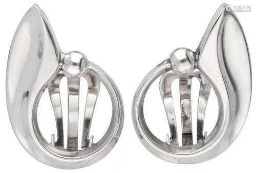 Sterling silver ear clips by Danish designer Hans Hansen.