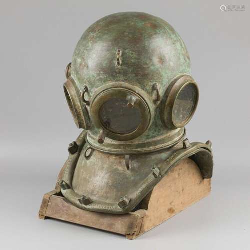 A 12 bolt vintage diving helmet, inscribed C.E. Heinke, Lond...