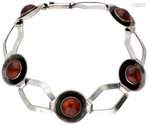 Sterling silver bracelet set with amber by Danish designer N...