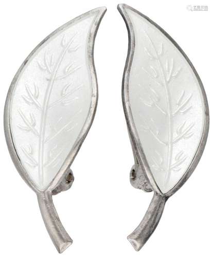 Sterling silver leaf-shaped ear clips by Norwegian designer ...