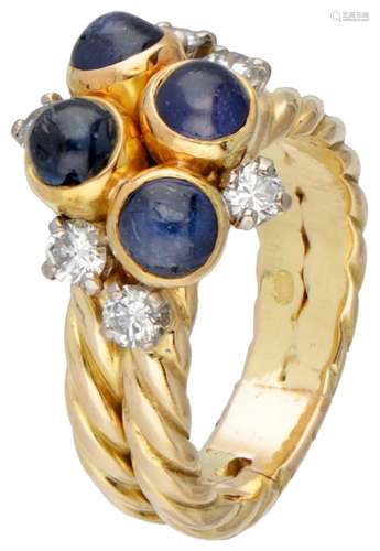 18K. Yellow gold vintage ring set with approx. 0.30 ct. diam...