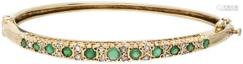 BLA 10K. Yellow gold bangle bracelet set with diamond and ch...