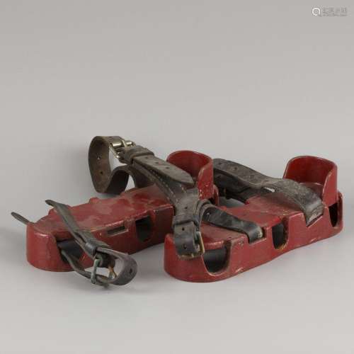 A pair of divers' cast iron shoes, 20th century.