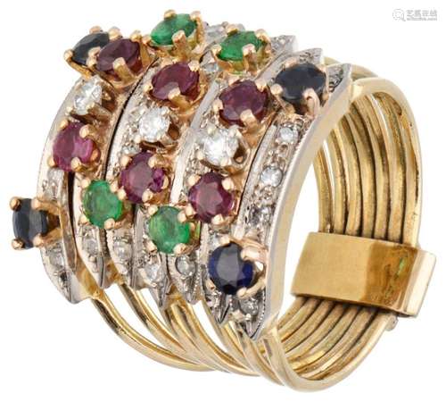 A vintage French 18K. yellow gold ring set with 0.41 ct. dia...