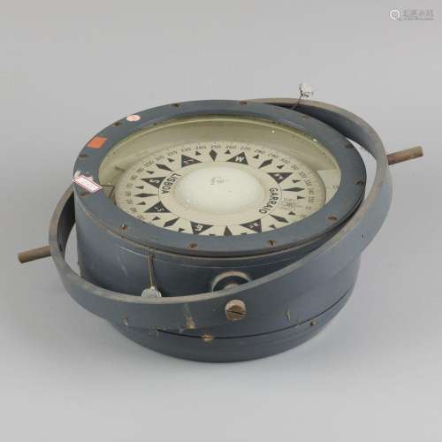 An iron ships compass, wood casing missing, Portugal, 20th c...