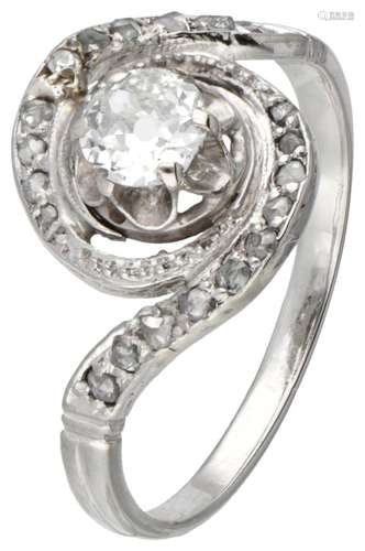 18K. White gold antique ring set with approx. 0.29 ct. diamo...