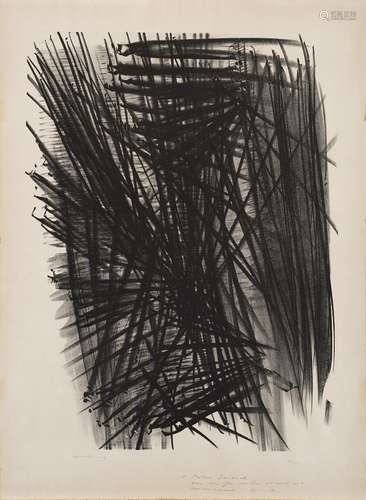 Hans Hartung "L 97" 1963 lithograph on BFK Rives p...