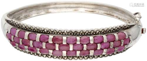 Sterling silver bracelet set with approx. 8.99 ct. ruby ​​an...