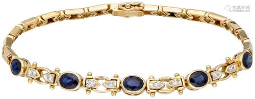 18K. Yellow gold bracelet set with approx. 2.15 ct. natural ...