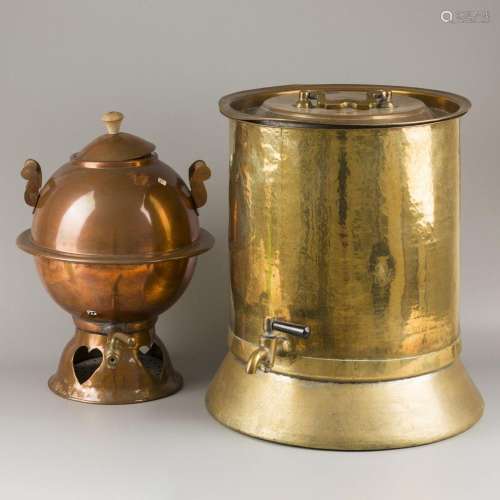 A lot comprised of (2) various copper hot liquid kettles wit...