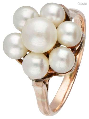 BLA 8K. Rose gold cluster ring set with pearls.