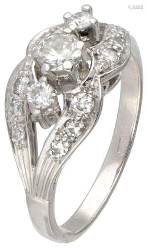 14K. White gold vintage ring set with approx. 0.58 ct. diamo...