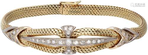 14K. Yellow gold antique bracelet set with approx. 0.32 ct. ...