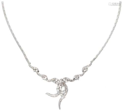 18K. White gold vintage necklace set with approx. 0.79 ct. d...