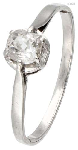 Pt 950 Platinum antique solitaire ring set with approx. 0.36...