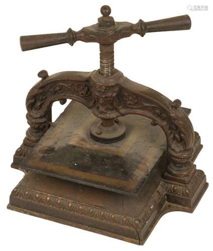 A cast iron printers press.