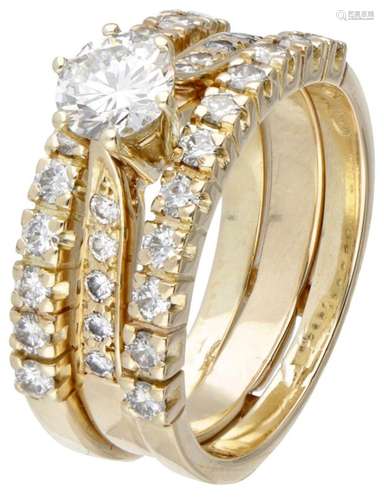 14K. Yellow gold rings set with approx. 1.40 ct. diamond.