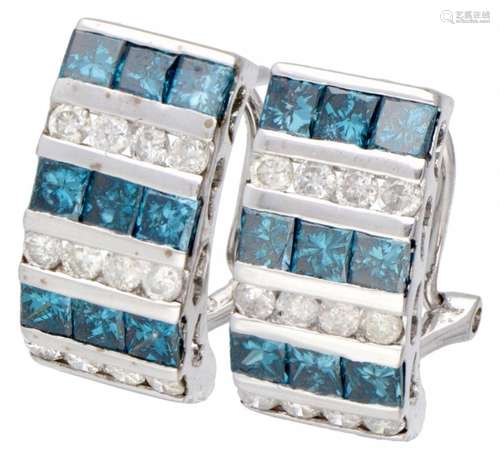 14K. White gold earrings set with approx. 1.44 ct. white and...