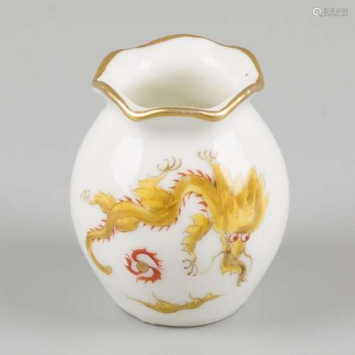 A small flower vase Meissen, yellow dragon décor, Germany, 2...