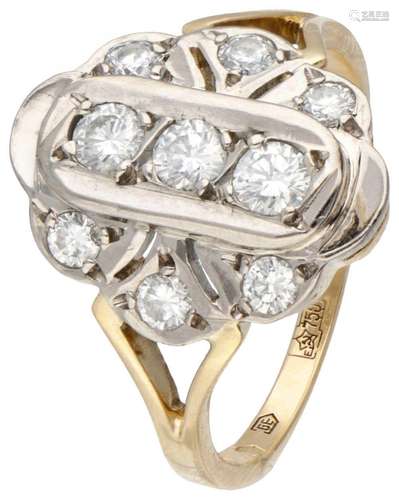 18K. Yellow gold dinner ring set with approx. 0.75 ct. diamo...